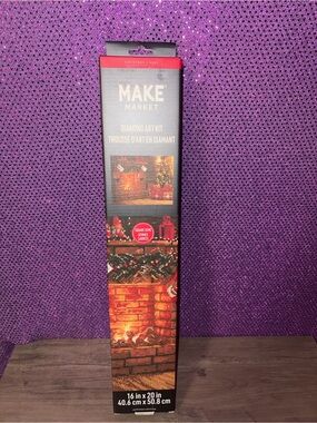 🆕💜 Makers Market Christmas Fireplace Diamond Art Kit Cozy Holiday DIY Craft NEW